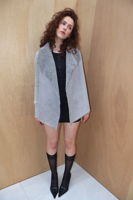 Early 2010s Grey Waterfall Knit Cardigan – Size M