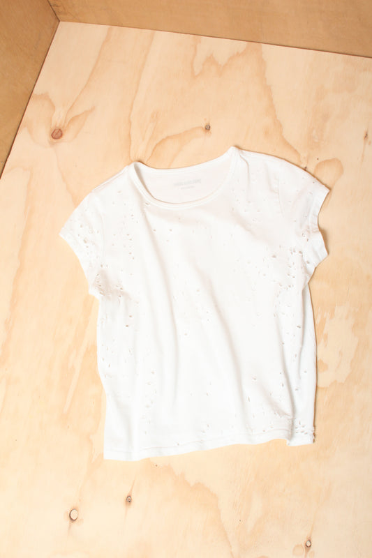 Early 2010s White Distressed Tee – Zadig & Voltaire – Size M