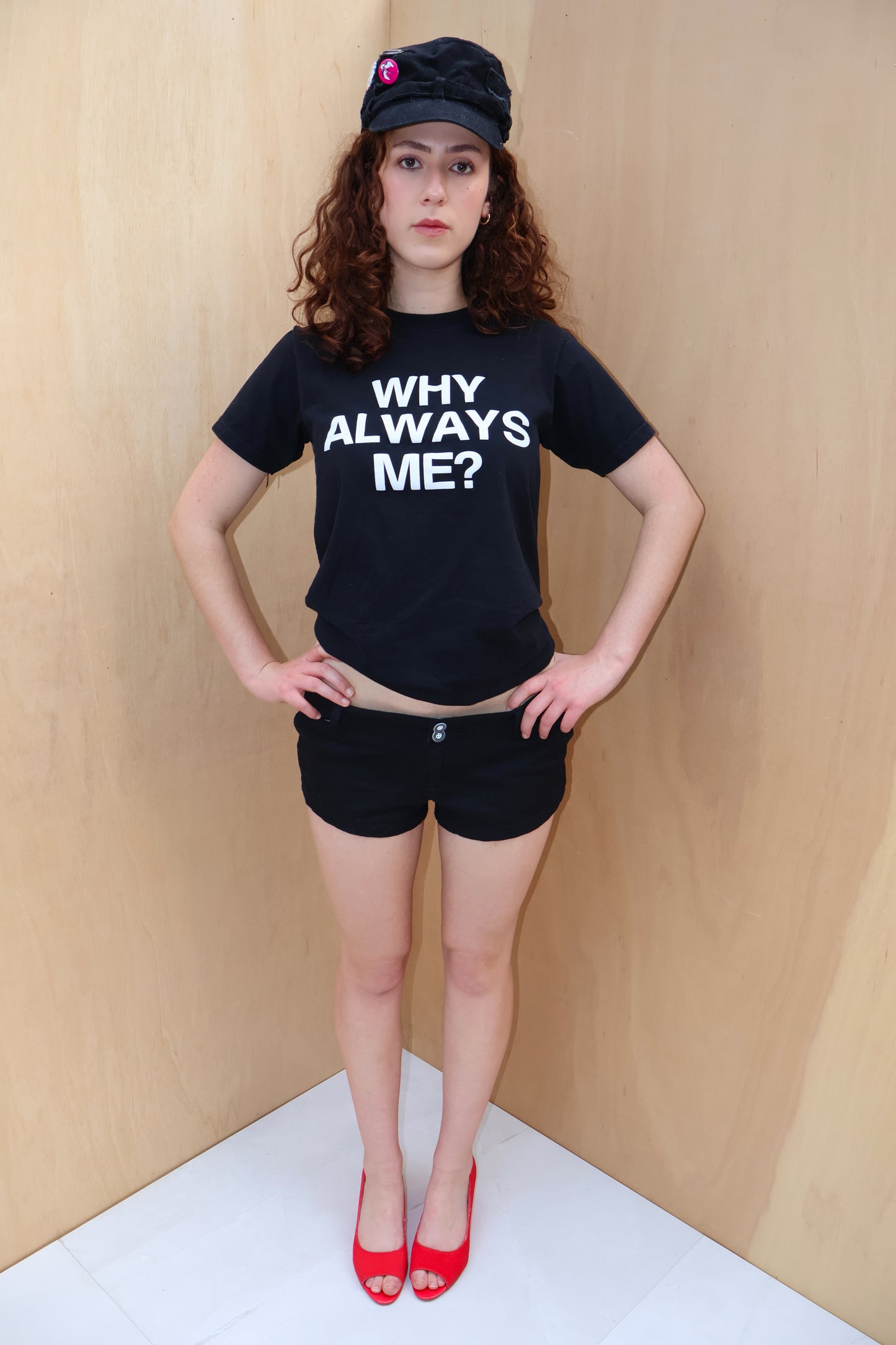 Y2K Black Slogan Graphic Tee Vintage – Size M