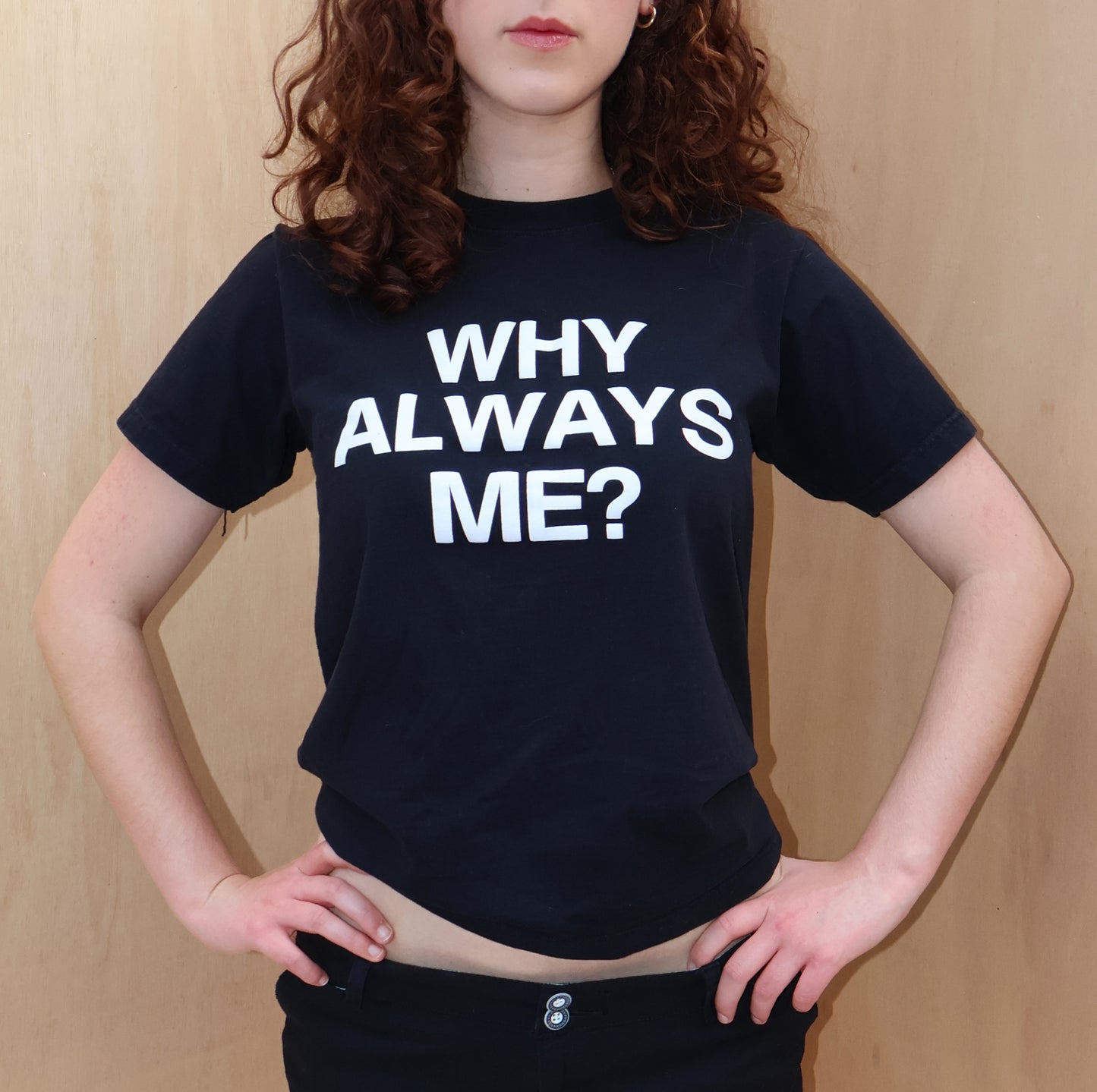 Y2K Black Slogan Graphic Tee Vintage – Size M