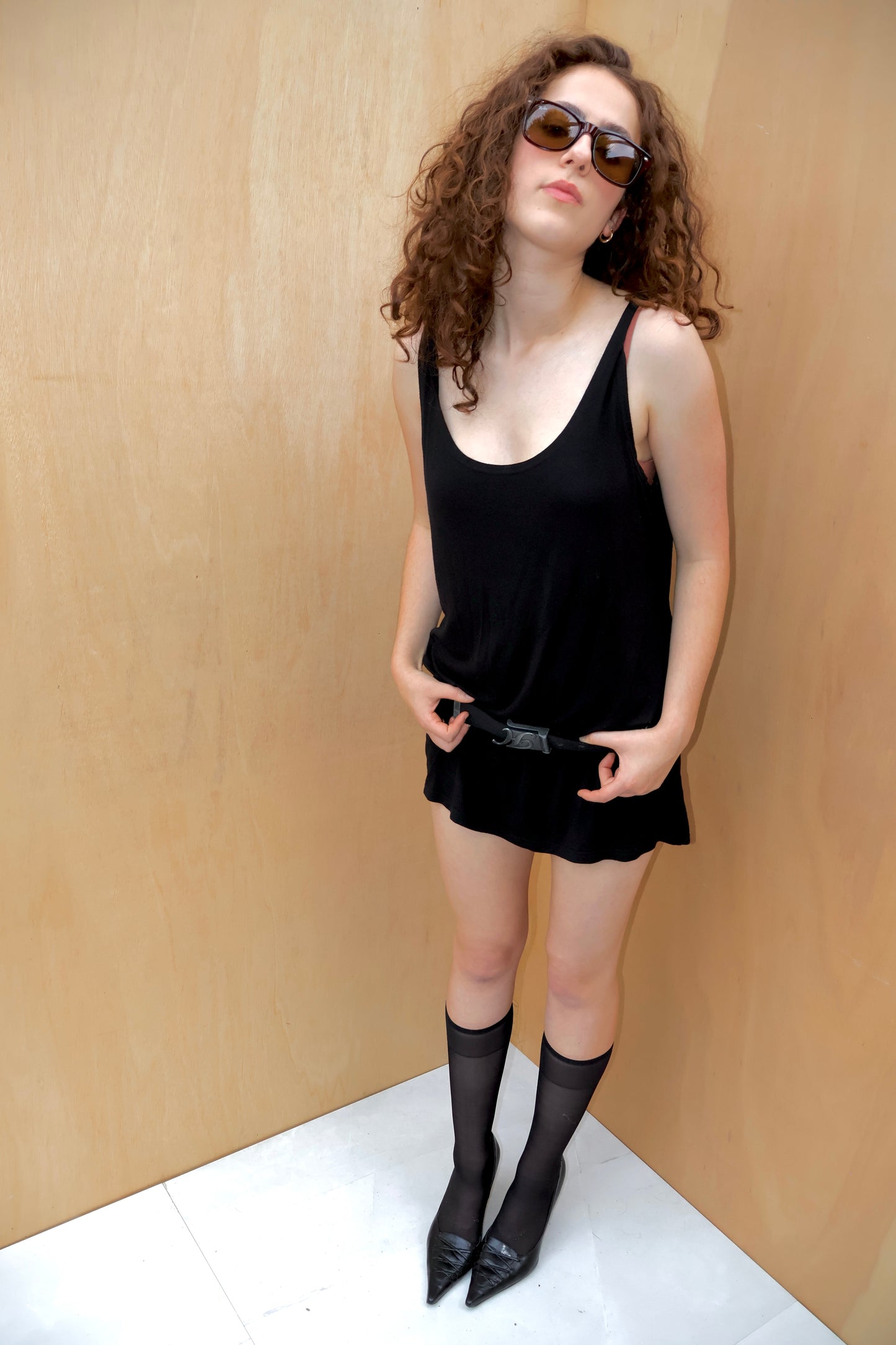 Early 2010s Black Draped Singlet Dress – Made in Australia – Size XL
