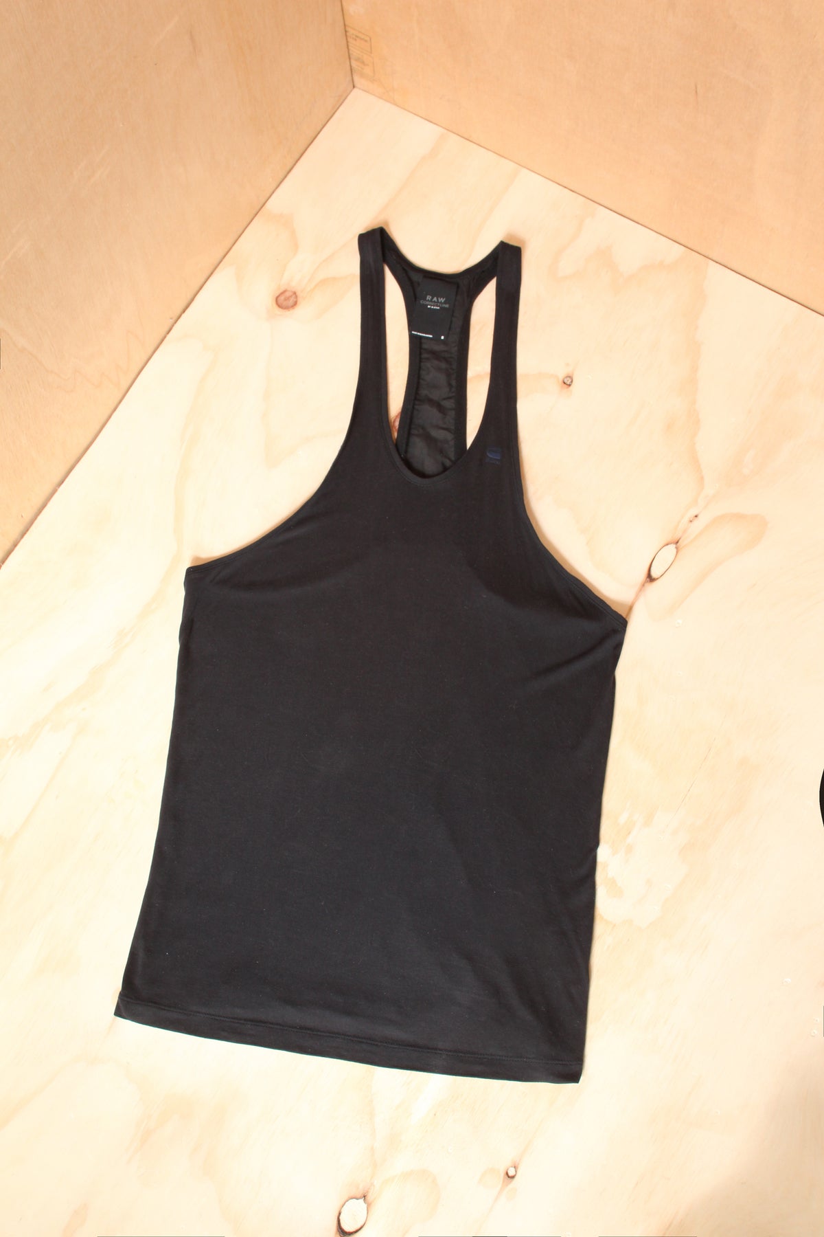 G-Star Raw Black Narrow Racerback Tank with Back Print – Size S