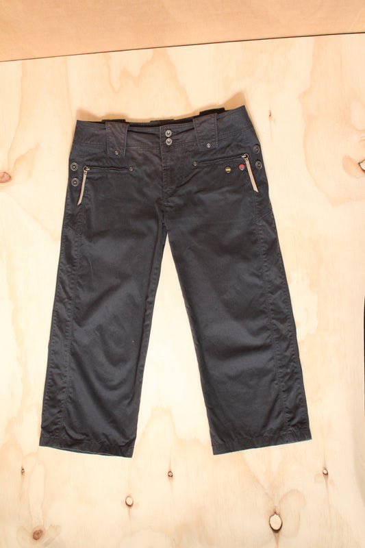Diesel Black Cargo 3/4 Capri Pants with Leather Zip Ties – Size W30