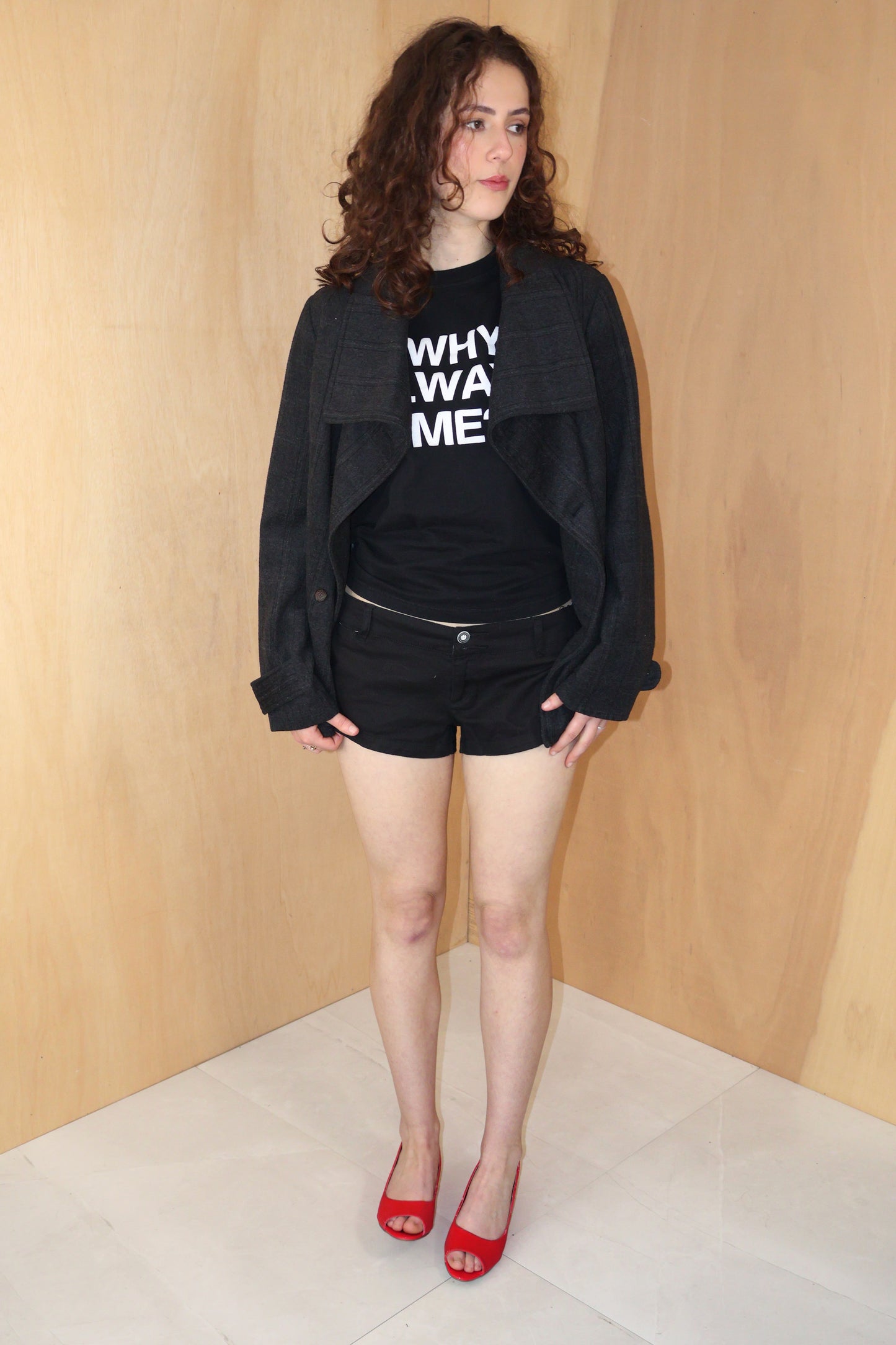Y2K Black Slogan Graphic Tee Vintage – Size M