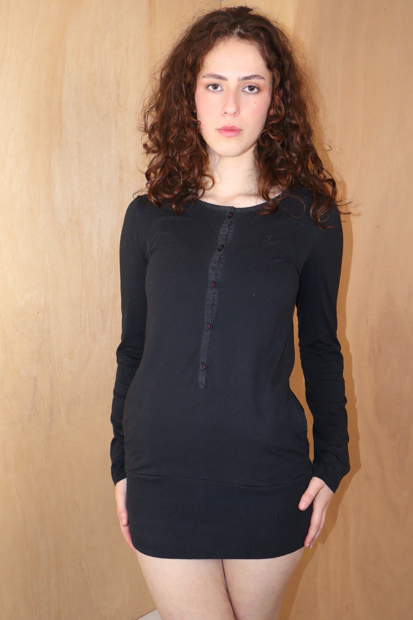 Vintage Black Henley Mini Dress – Hurley – Size XS