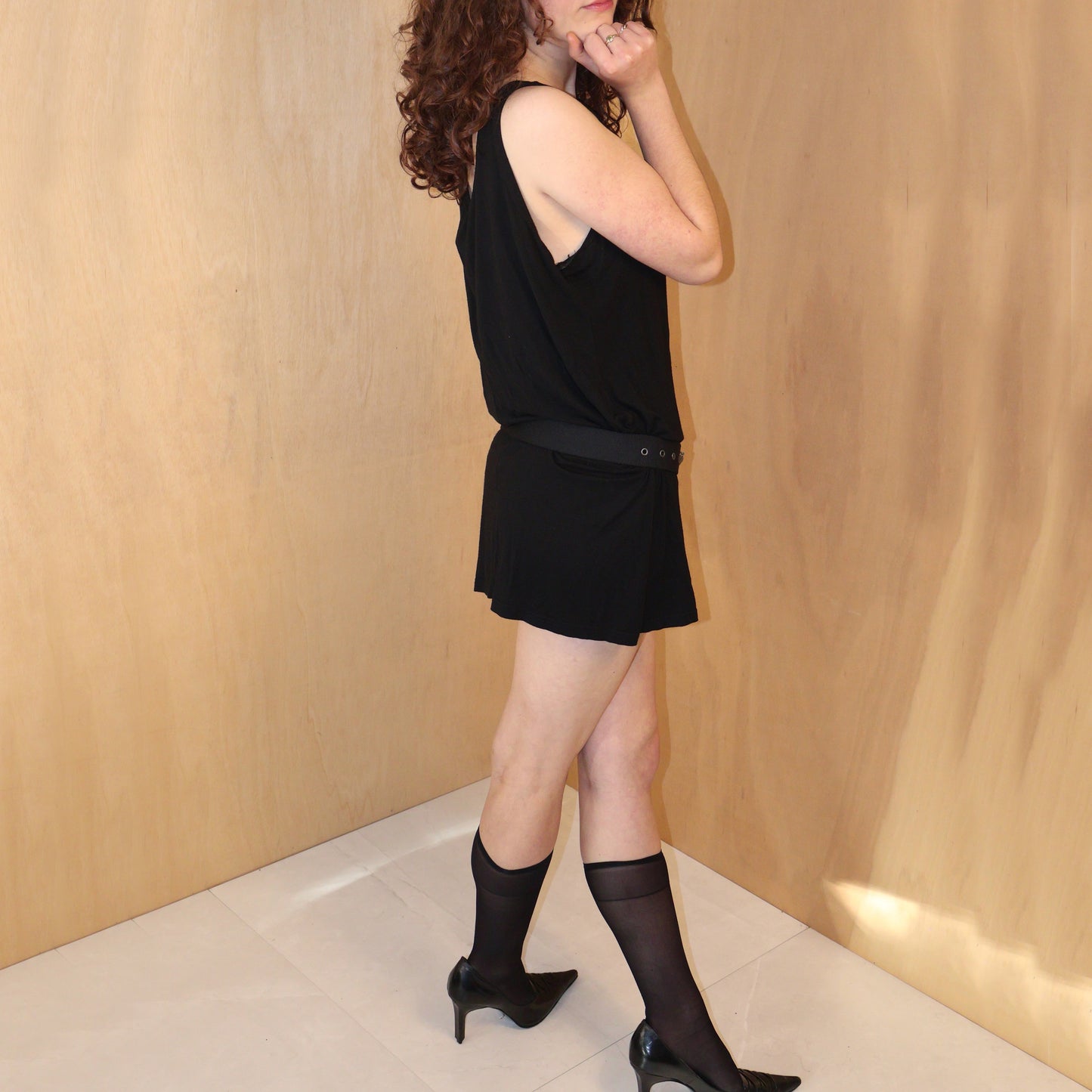 Early 2010s Black Draped Singlet Dress – Made in Australia – Size XL