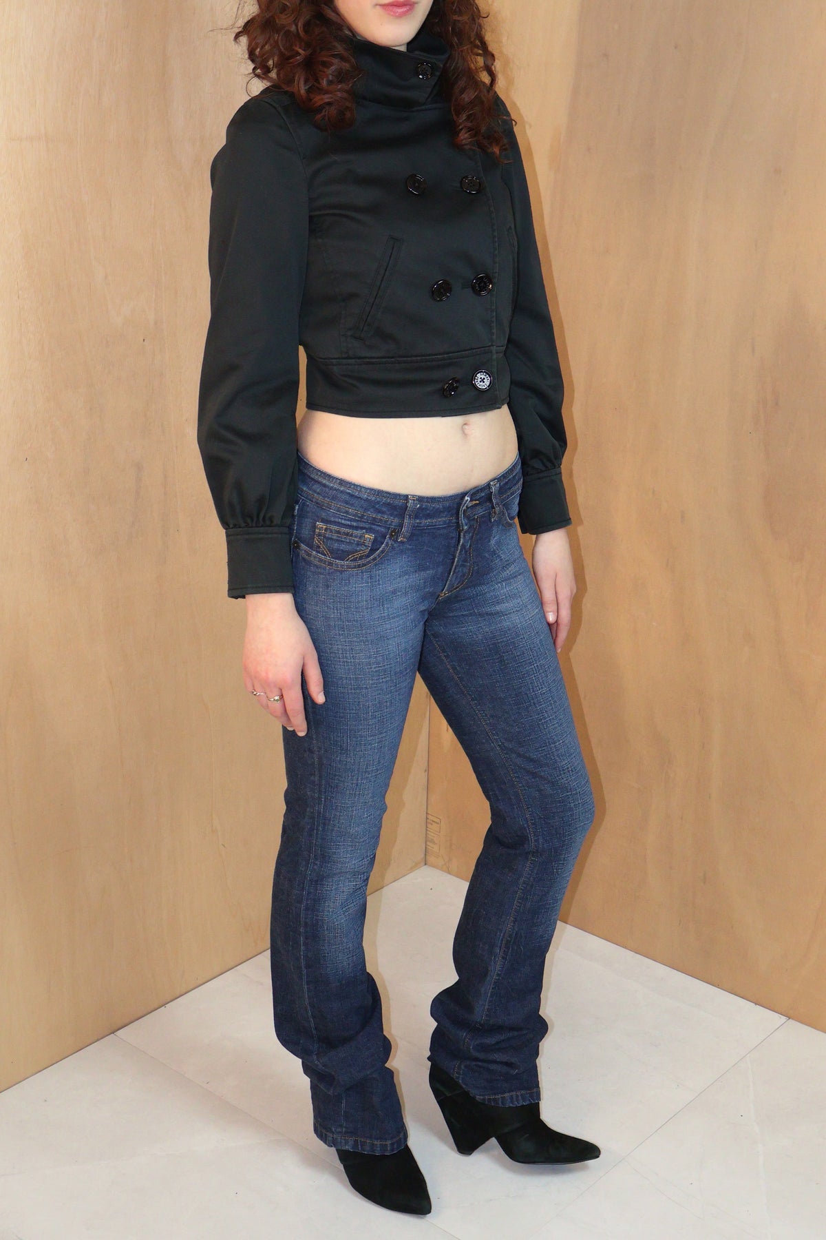 Y2K Black Cropped Military Jacket – Armani Exchange – Size XS