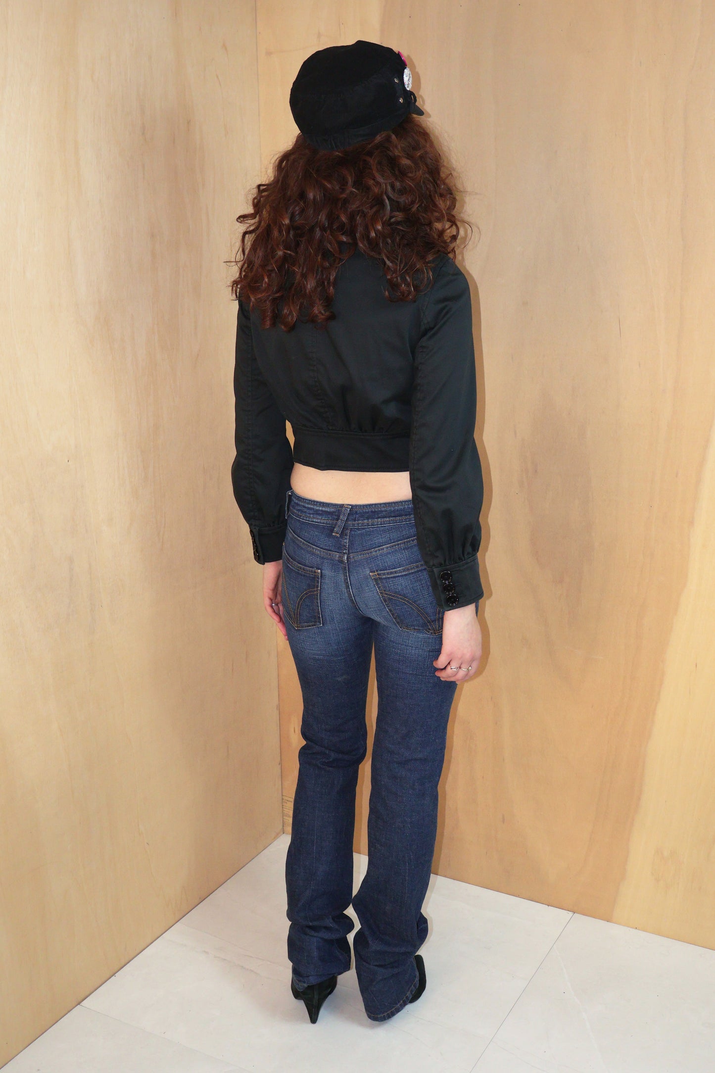 Y2K Black Cropped Military Jacket – Armani Exchange – Size XS