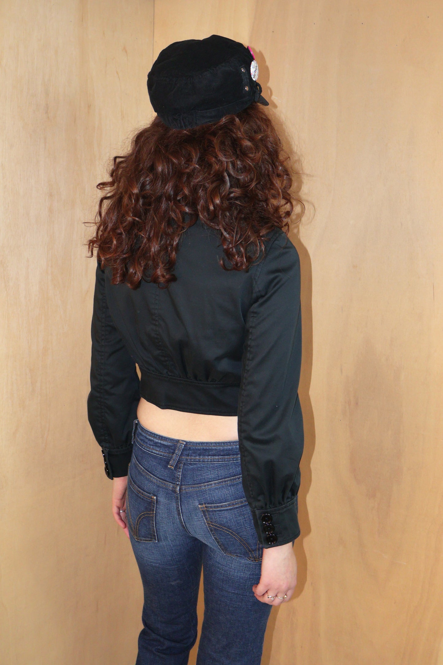 Y2K Black Cropped Military Jacket – Armani Exchange – Size XS
