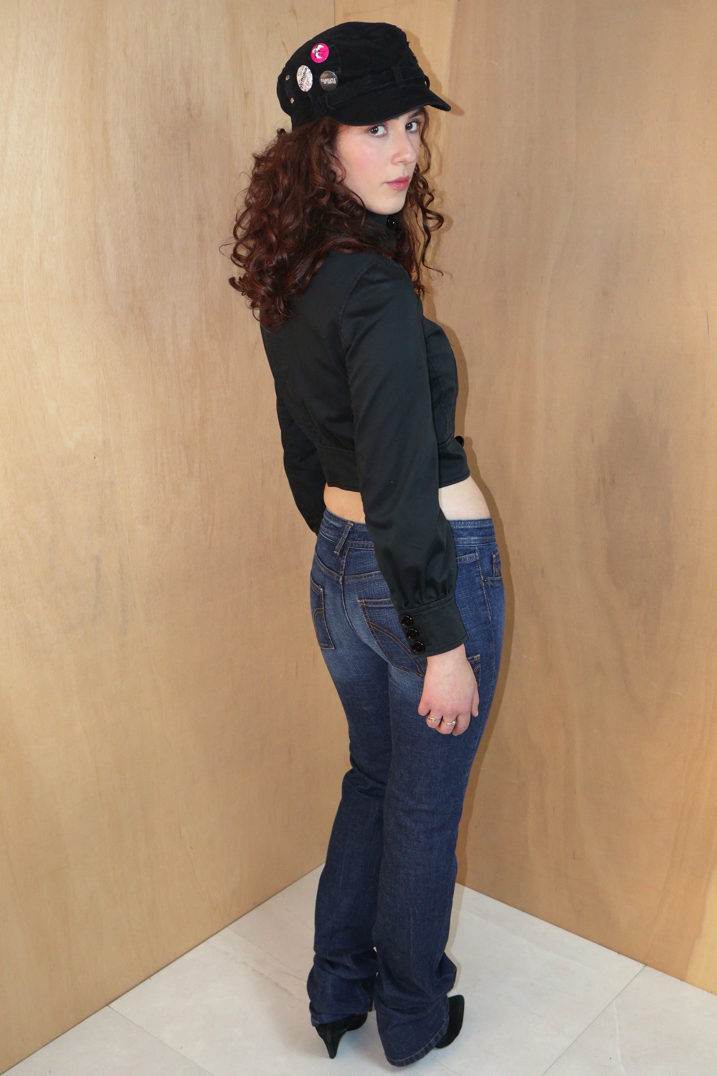 Y2K Black Cropped Military Jacket – Armani Exchange – Size XS