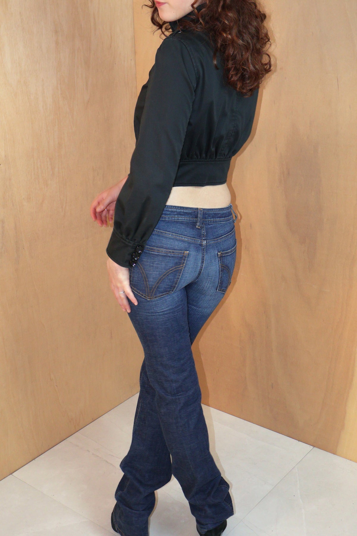 Y2K Black Cropped Military Jacket – Armani Exchange – Size XS