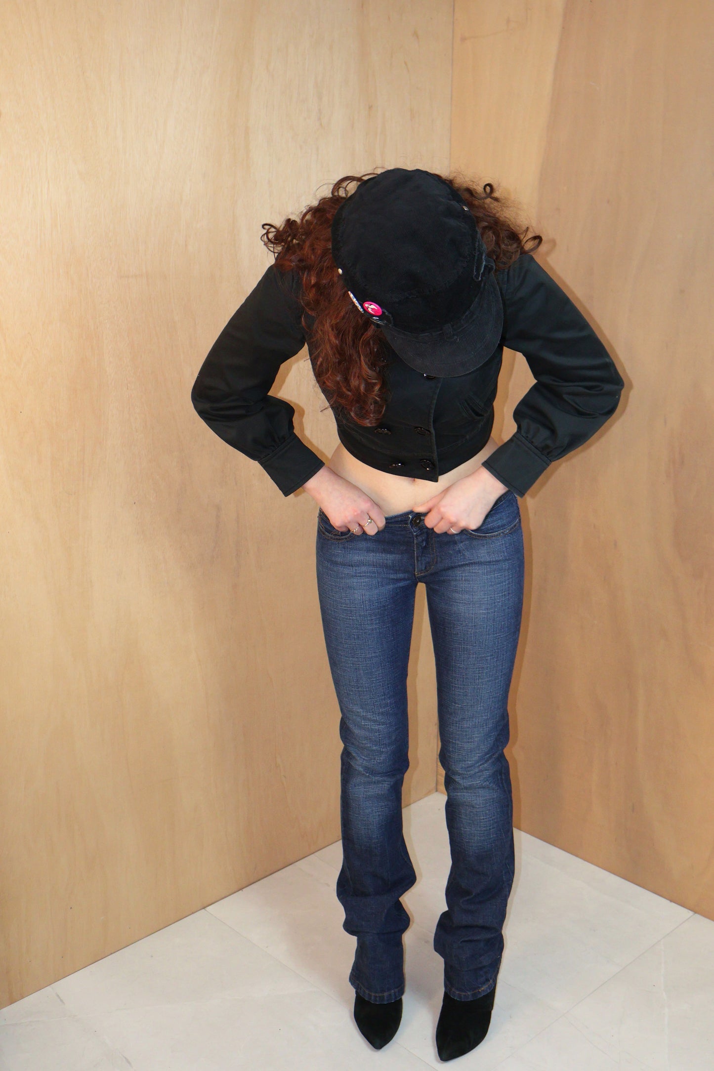 Y2K Black Cropped Military Jacket – Armani Exchange – Size XS