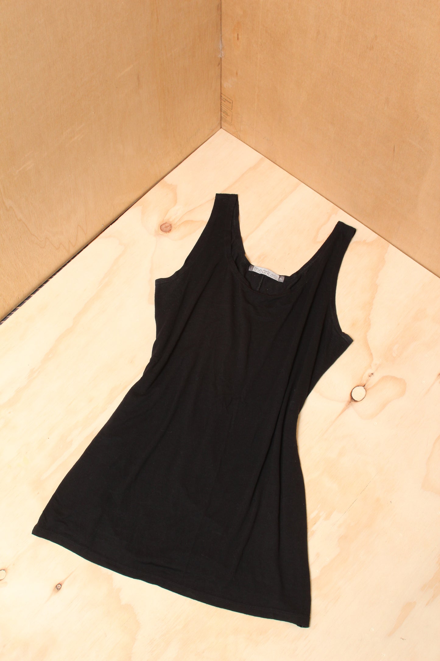 Early 2010s Black Draped Singlet Dress – Made in Australia – Size XL