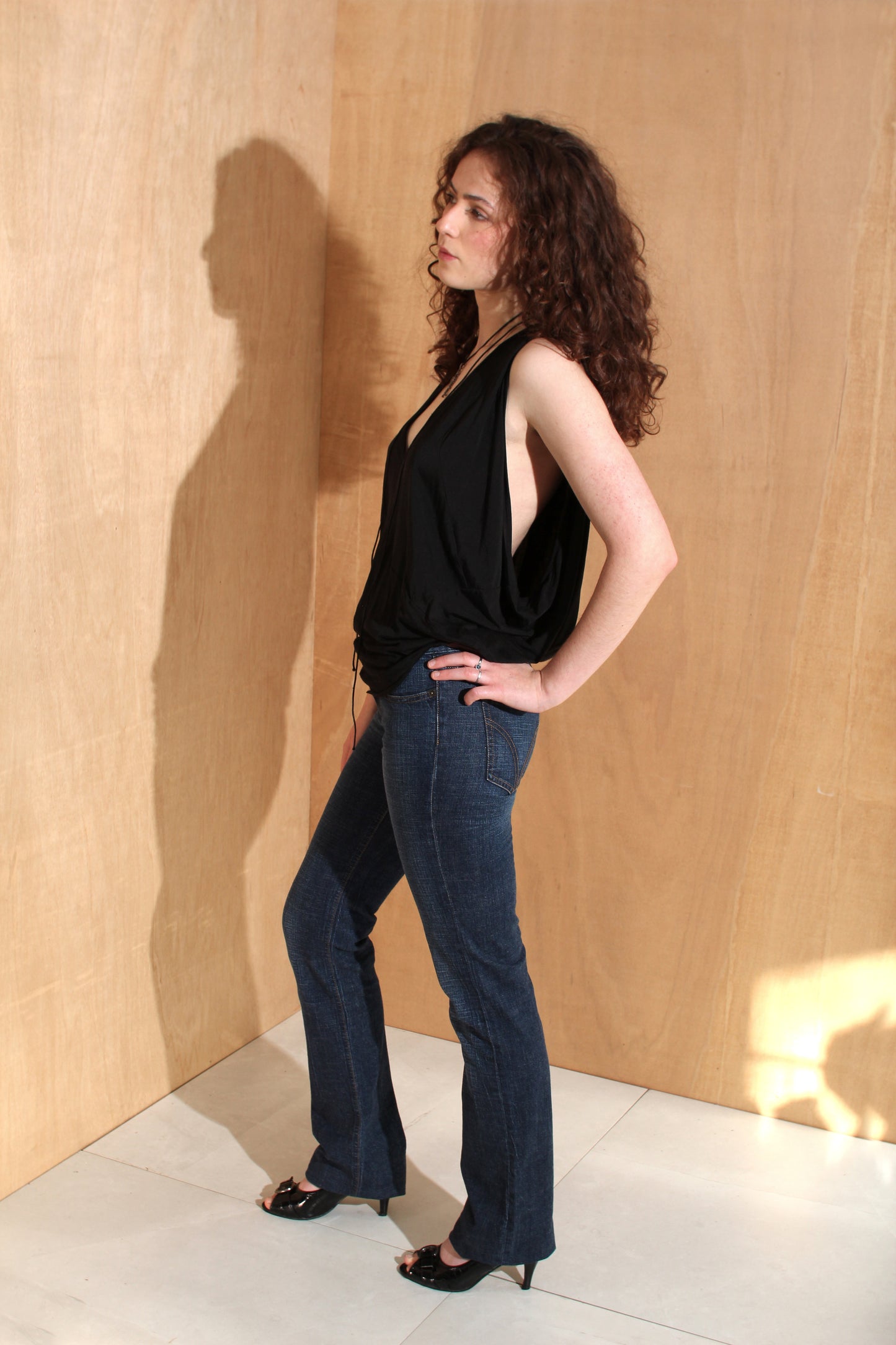 Early 2010s Black Draped Minimalist Tank Top – Calvin Klein – Size XS/S
