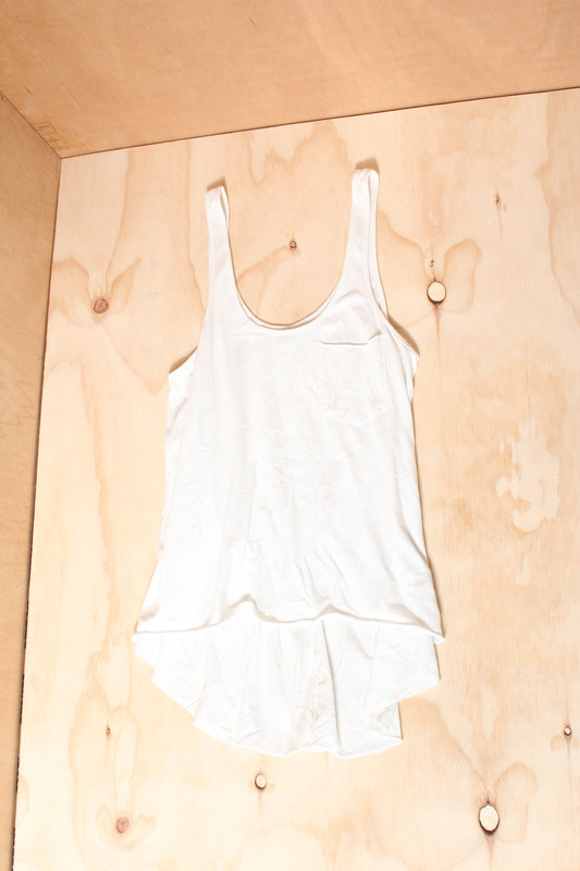 Early 2010s White Relaxed Fit Singlet Tank Top Scoop Neck – Size S