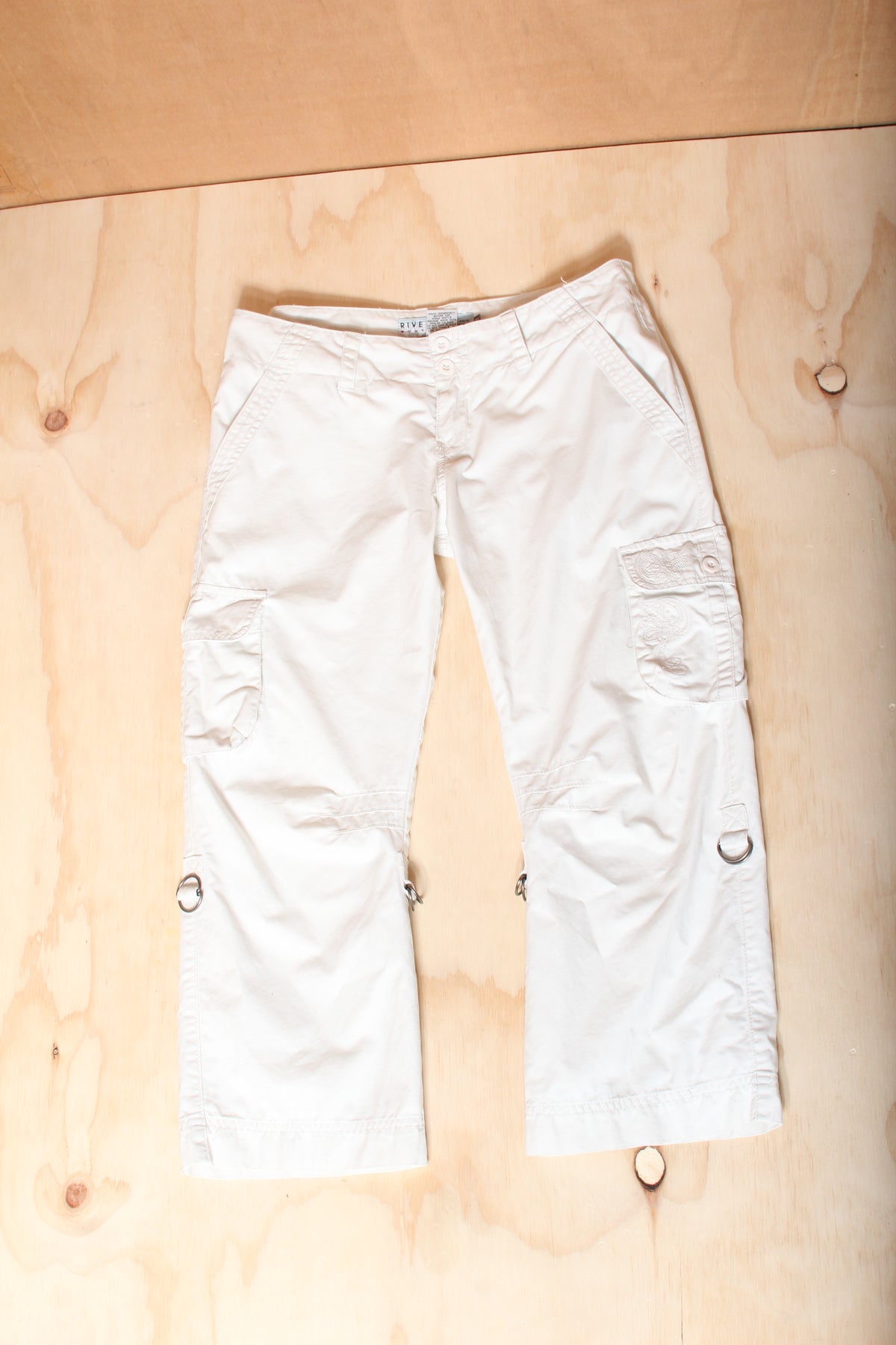 Y2K Beige Low Rise Cargo Cropped Pants – Size 10 AU