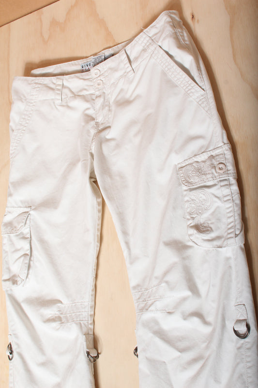 Y2K Beige Low Rise Cargo Cropped Pants – Size 10 AU