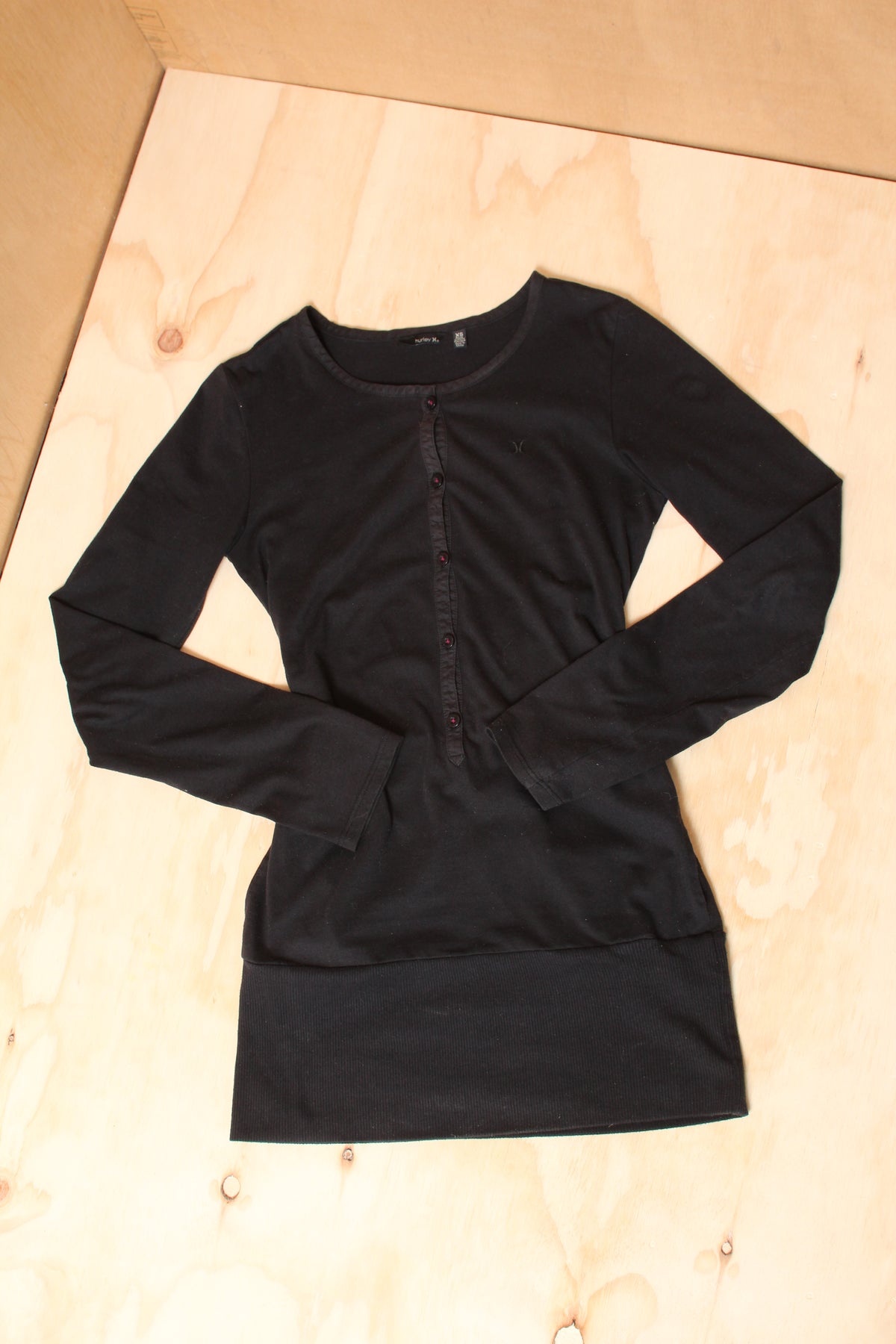 Vintage Black Henley Mini Dress – Hurley – Size XS