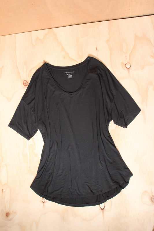 American Eagle Black Soft Drape Slouchy Off Shoulder Top – Size XL