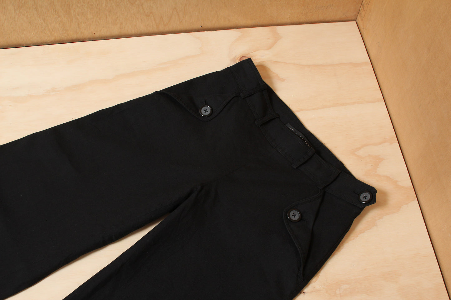 90s Black Low Rise Utility Button Up Wide Leg Trousers Robert Rodriguez  – Size 8 AU