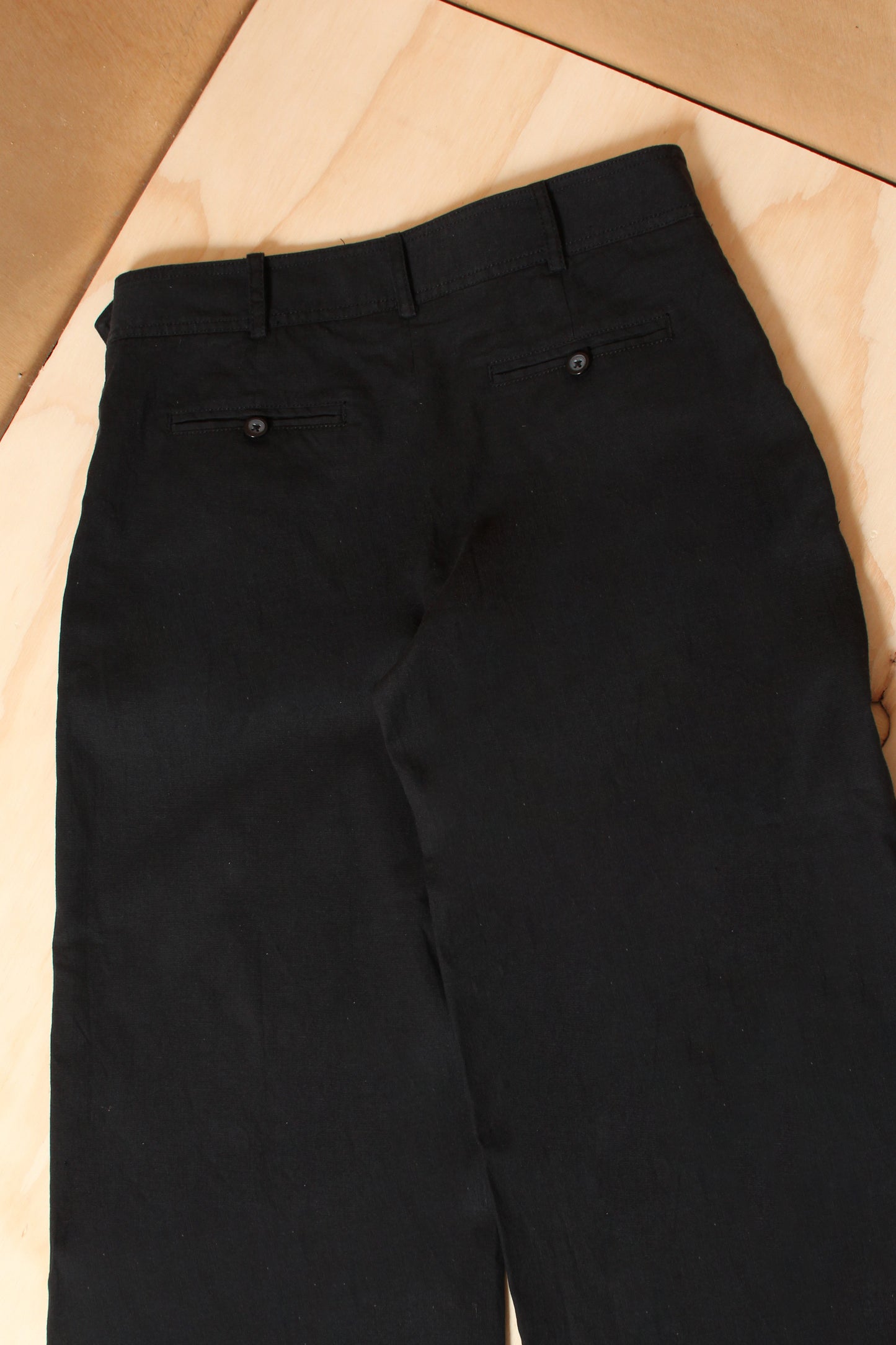 90s Black Low Rise Utility Button Up Wide Leg Trousers Robert Rodriguez  – Size 8 AU