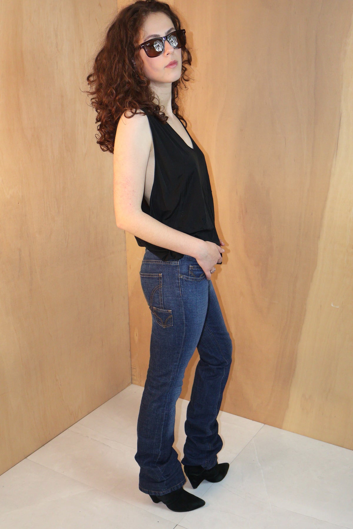 Early 2010s Black Draped Minimalist Tank Top – Calvin Klein – Size XS/S
