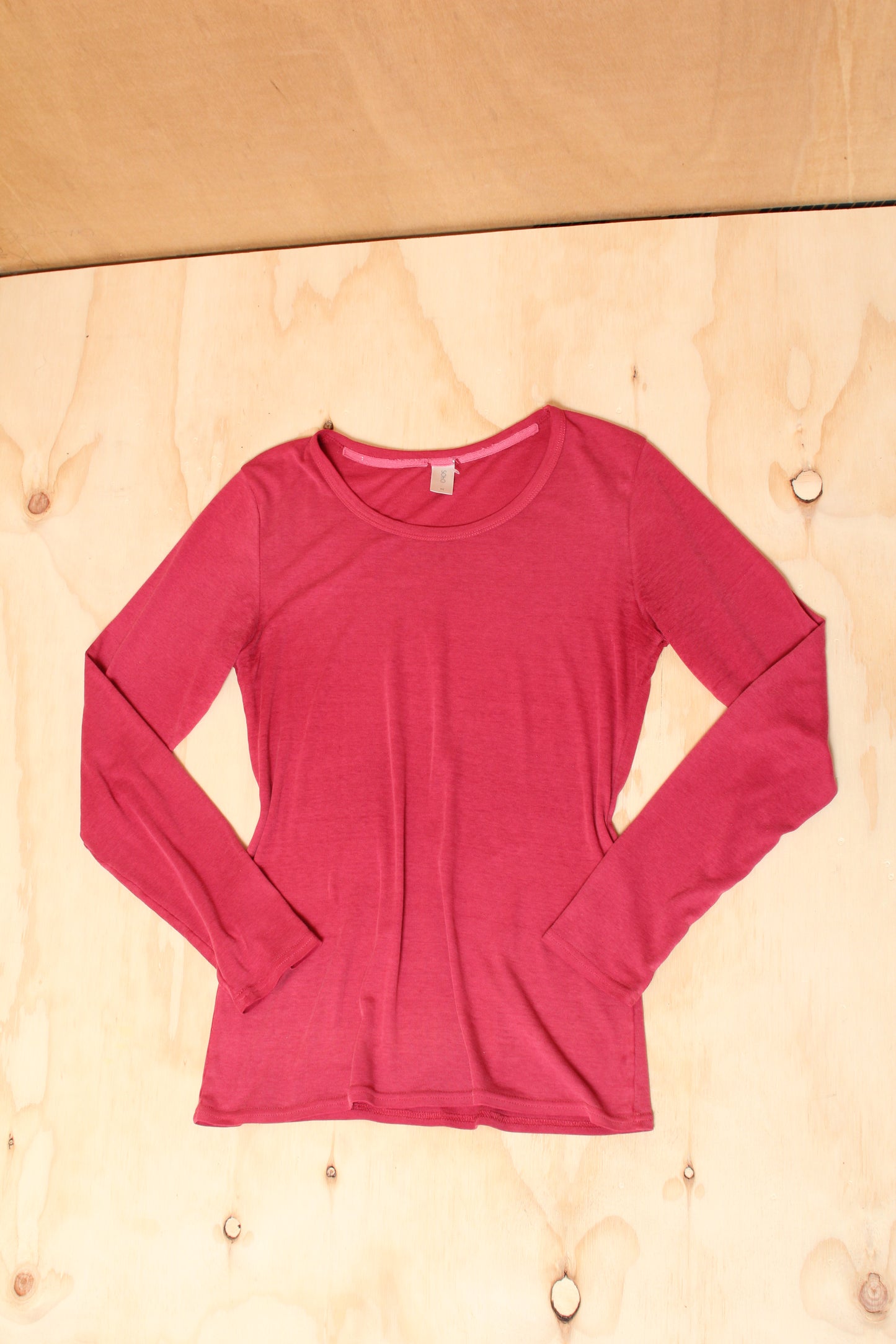 90s Magenta Slim Fit Long Sleeve Basic Top – Size M