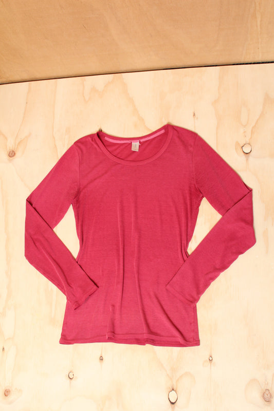 90s Magenta Slim Fit Long Sleeve Basic Top – Size M