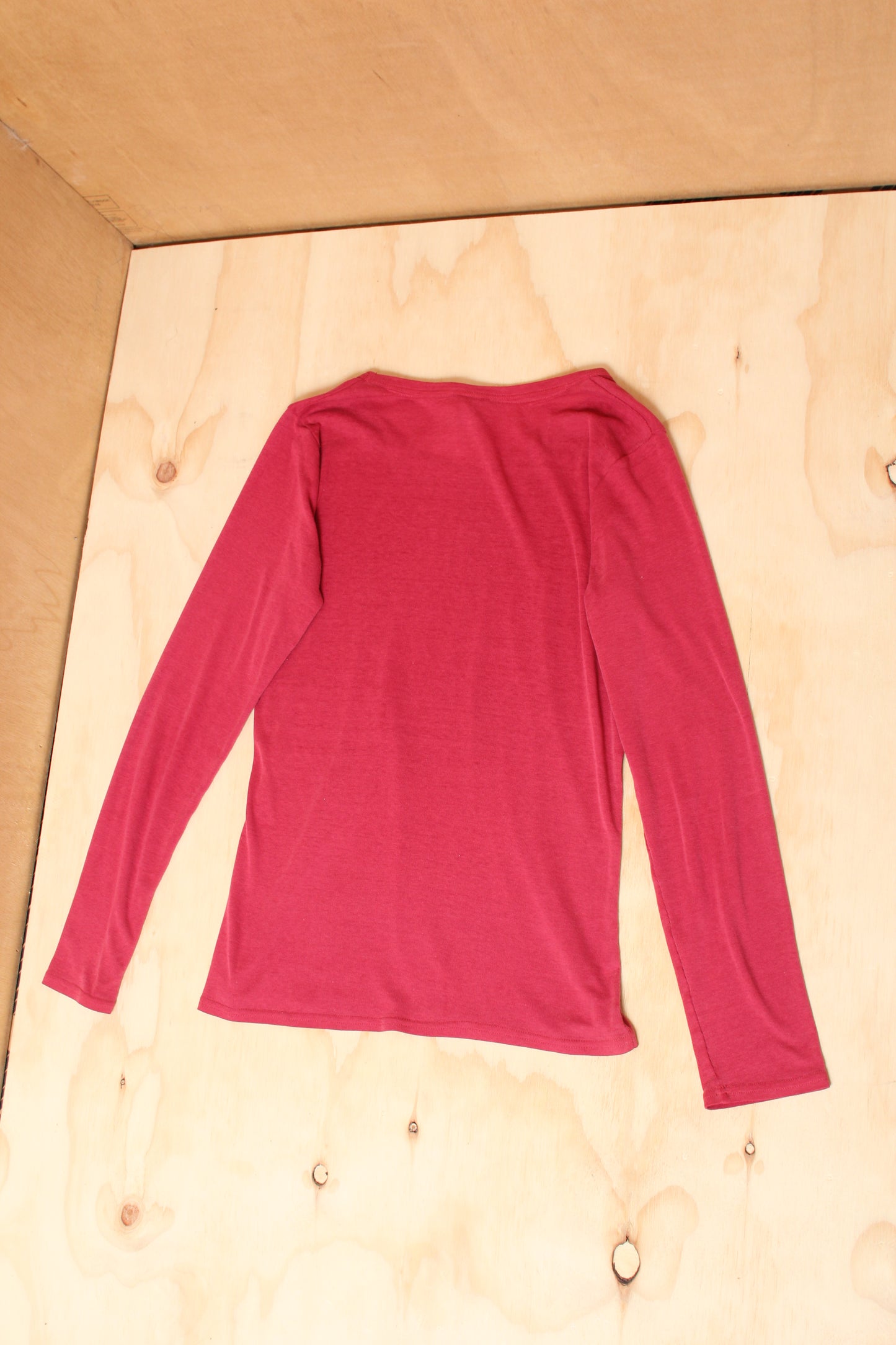 90s Magenta Slim Fit Long Sleeve Basic Top – Size M