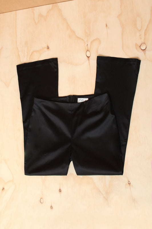 90s Black Low Rise Tailored Satin Slim Pant – Size 10