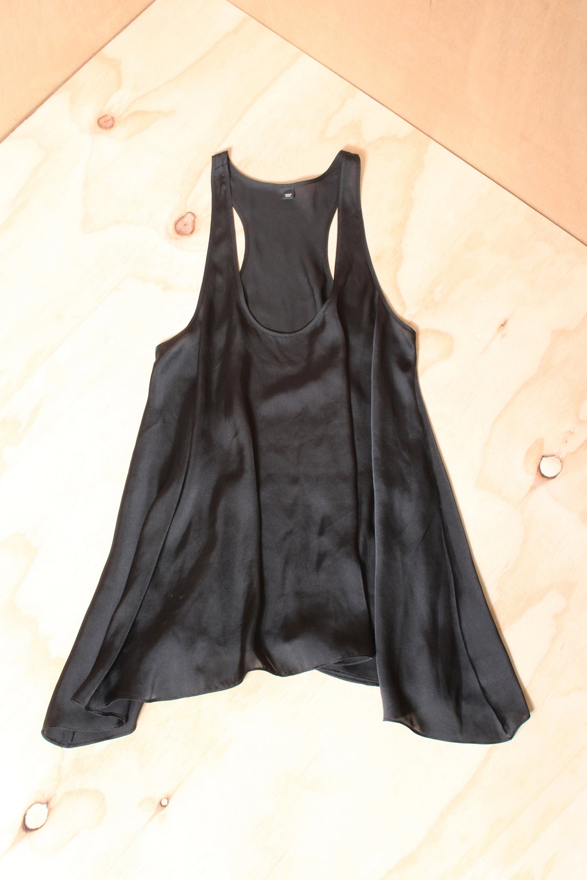 Early 2010s Black Satin Racerback Baby Doll Mini Dress – Size 8 AU